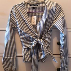 SAY WHAT ? STRIPPED WRAP TOP XS